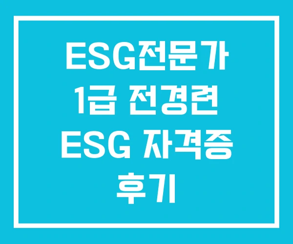 ESG전문가 1급 전경련 ESG 자격증 후기 ESG자격증