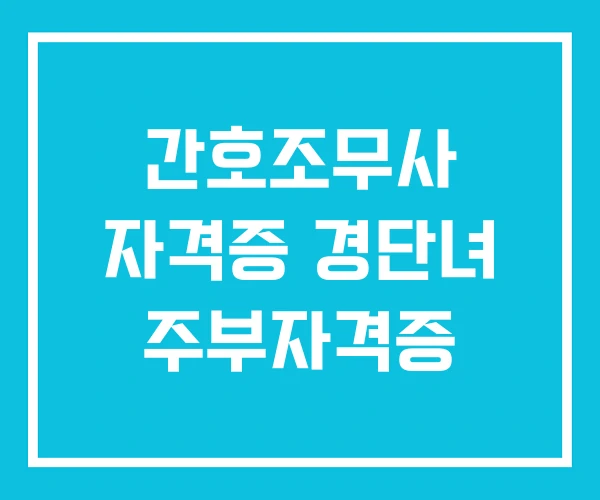 간호조무사 자격증 경단녀 주부자격증