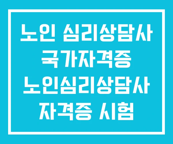 노인 심리상담사 국가자격증 노인심리상담사 자격증 시험