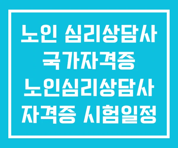 노인 심리상담사 국가자격증 노인심리상담사 자격증 시험일정