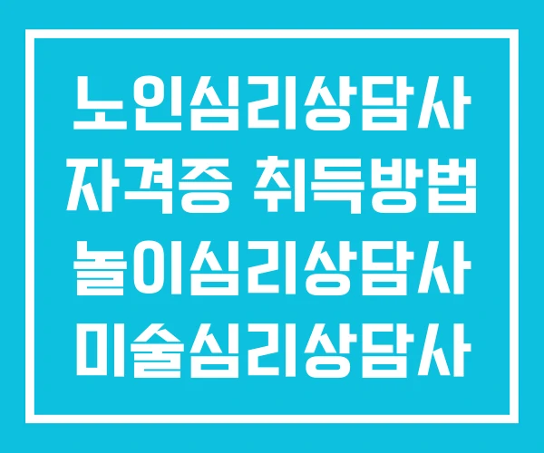 노인심리상담사 자격증 취득방법 놀이심리상담사 미술심리상담사