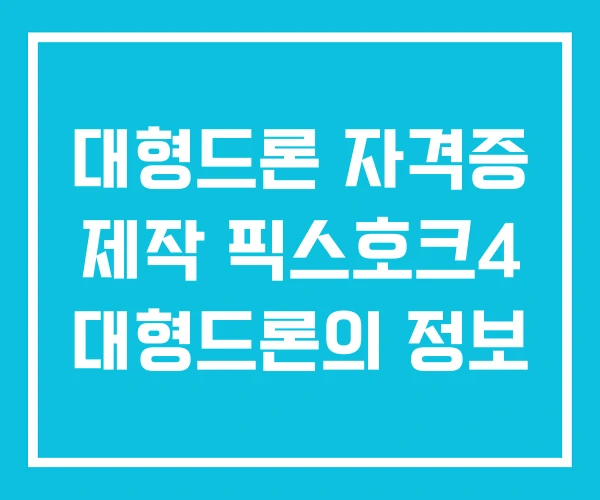 대형드론 자격증 제작 픽스호크4 대형드론의 정보