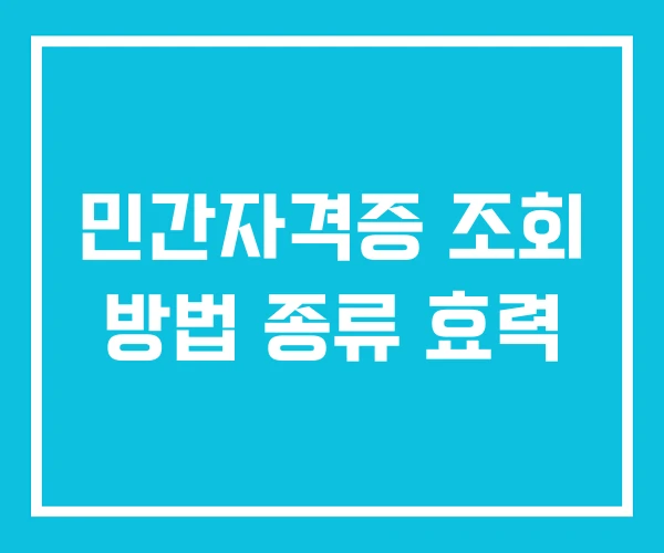 민간자격증 조회 방법 종류 효력