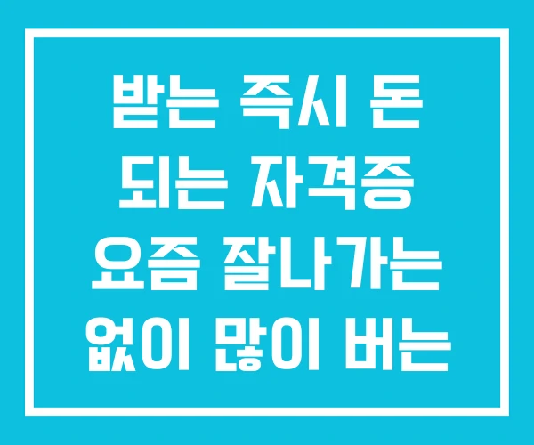 받는 즉시 돈 되는 자격증 요즘 잘나가는 없이 많이 버는 직업