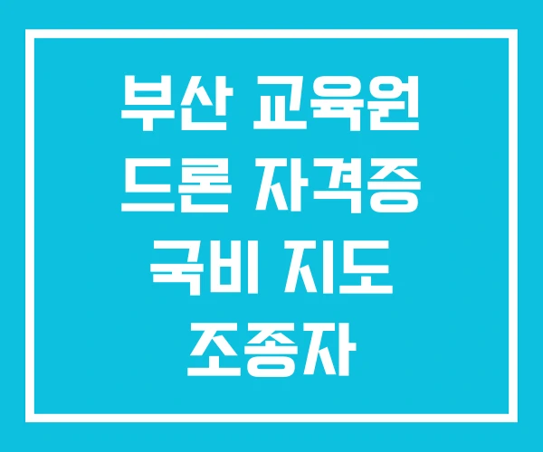 부산 교육원 드론 자격증 국비 지도 조종자