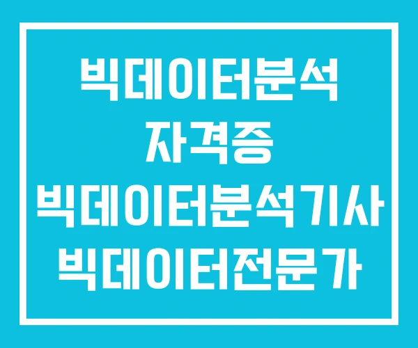 빅데이터분석 자격증 빅데이터분석기사 빅데이터전문가 1급
