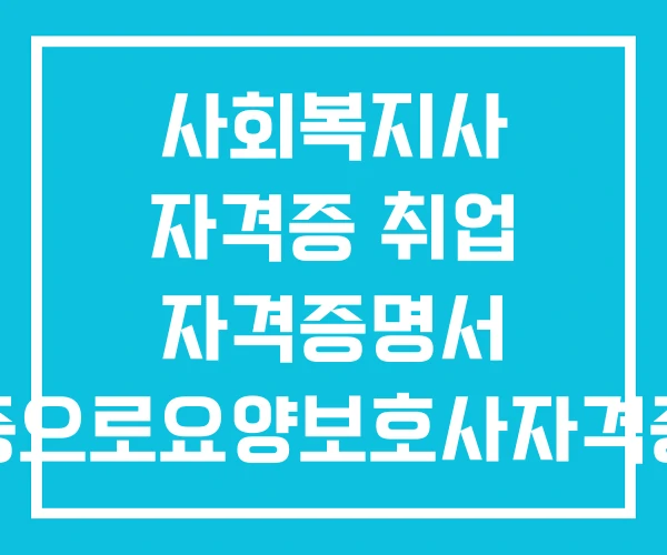 사회복지사 자격증 취업 자격증명서 자격증으로요양보호사자격증까기