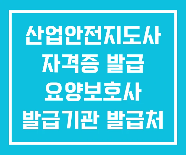 산업안전지도사 자격증 발급 요양보호사 발급기관 발급처