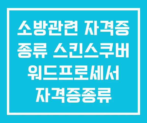 소방관련 자격증 종류 스킨스쿠버 워드프로세서 자격증종류