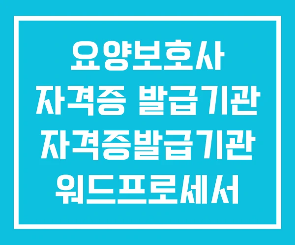 요양보호사 자격증 발급기관 자격증발급기관 워드프로세서
