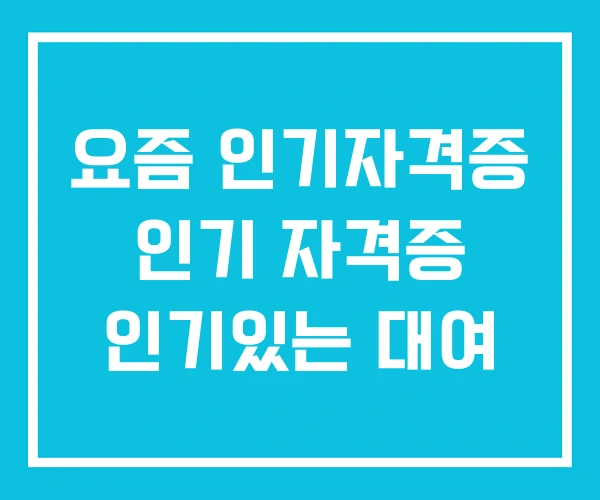 요즘 인기자격증 인기 자격증 인기있는 대여