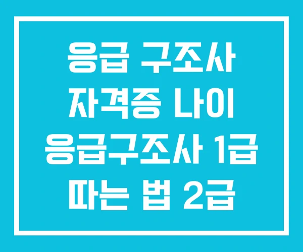 응급 구조사 자격증 나이 응급구조사 1급 따는 법 2급 따는법