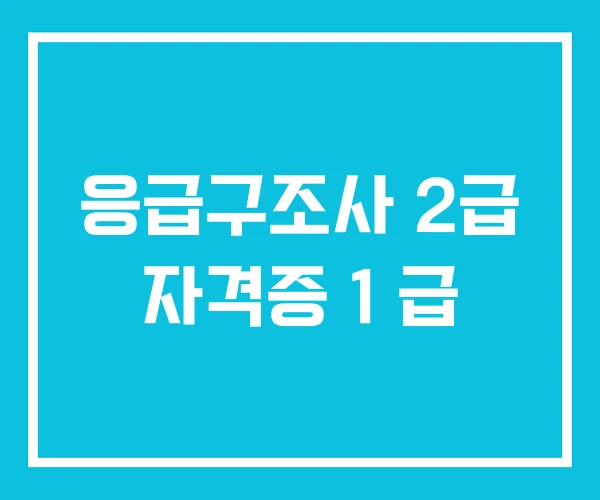 응급구조사 2급 자격증 1 급