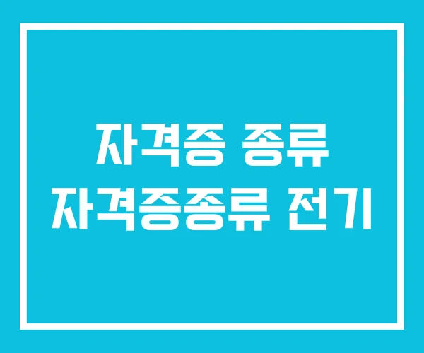 자격증 종류 자격증종류 전기