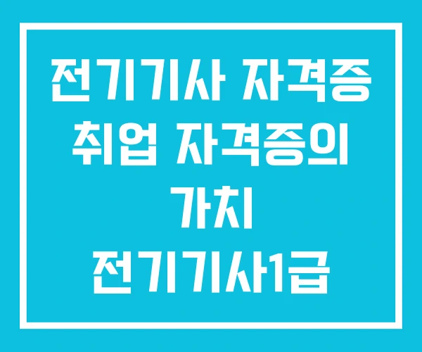 전기기사 자격증 취업 자격증의 가치 전기기사1급
