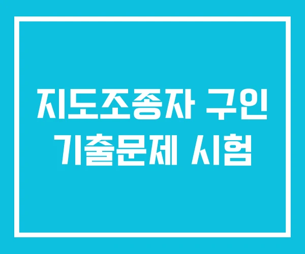 지도조종자 구인 기출문제 시험
