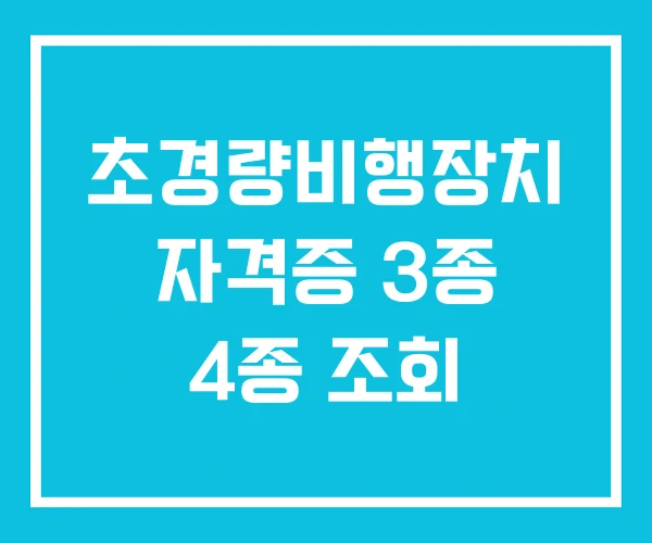 초경량비행장치 자격증 3종 4종 조회