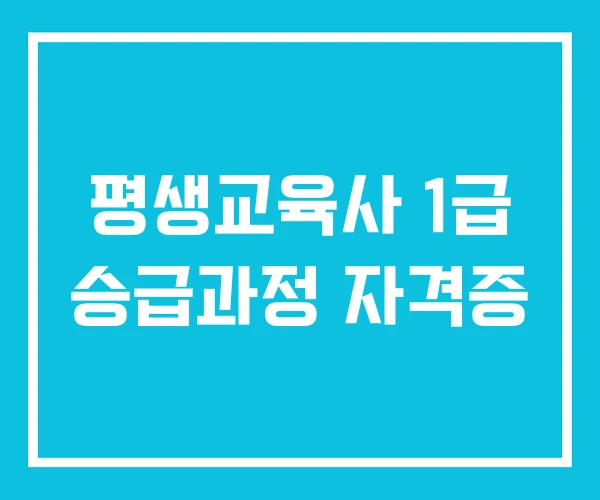 평생교육사 1급 승급과정 자격증