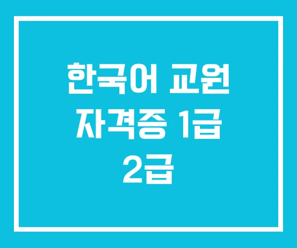 한국어 교원 자격증 1급 2급