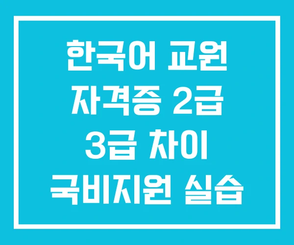 한국어 교원 자격증 2급 3급 차이 국비지원 실습