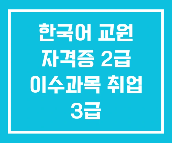 한국어 교원 자격증 2급 이수과목 취업 3급