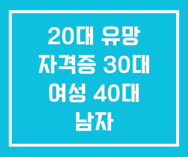 20대 유망 자격증 30대 여성 40대 남자