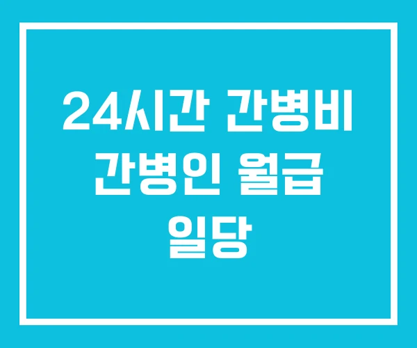 24시간 간병비 간병인 월급 일당