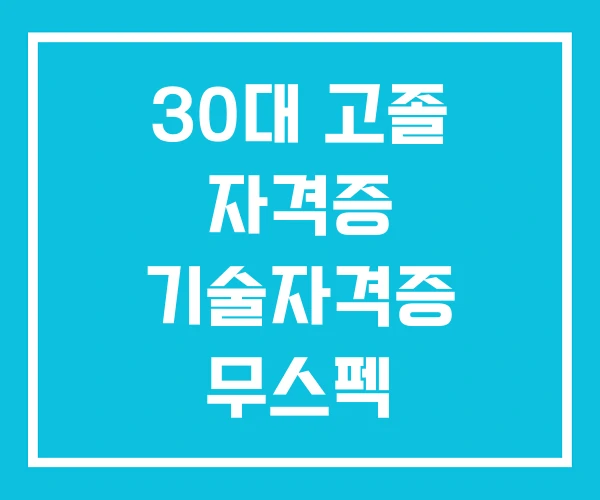 30대 고졸 자격증 기술자격증 무스펙