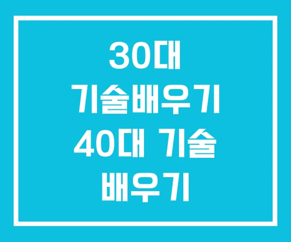30대 기술배우기 40대 기술 배우기