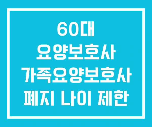 60대 요양보호사 가족요양보호사 폐지 나이 제한