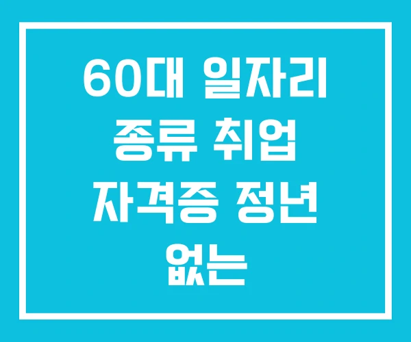 60대 일자리 종류 취업 자격증 정년 없는