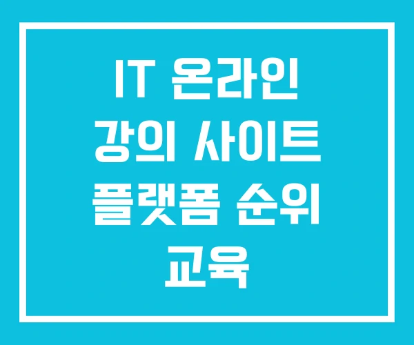 IT 온라인 강의 사이트 플랫폼 순위 교육