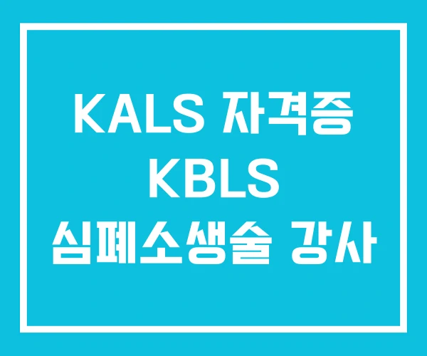KALS 자격증 KBLS 심폐소생술 강사