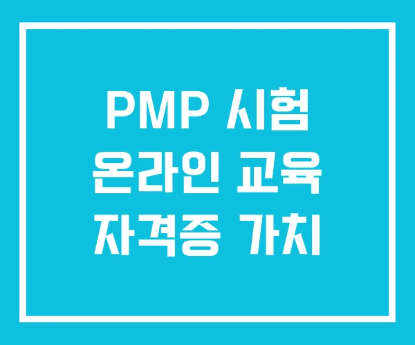 PMP 시험 온라인 교육 자격증 가치