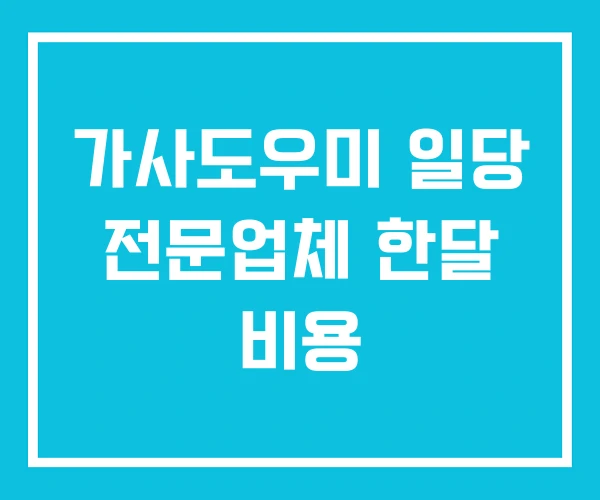 가사도우미 일당 전문업체 한달 비용