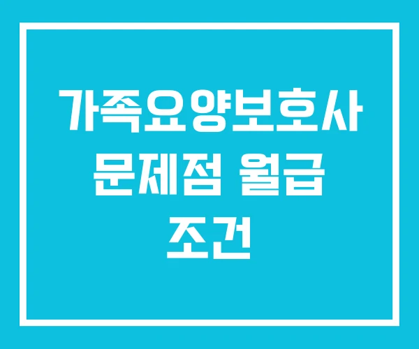 가족요양보호사 문제점 월급 조건