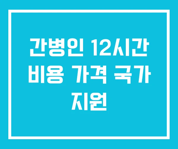 간병인 12시간 비용 가격 국가 지원