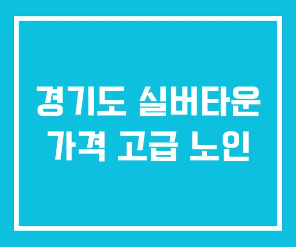 경기도 실버타운 가격 고급 노인