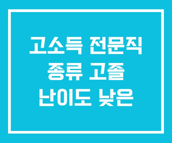 고소득 전문직 종류 고졸 난이도 낮은