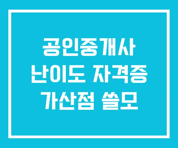 공인중개사 난이도 자격증 가산점 쓸모