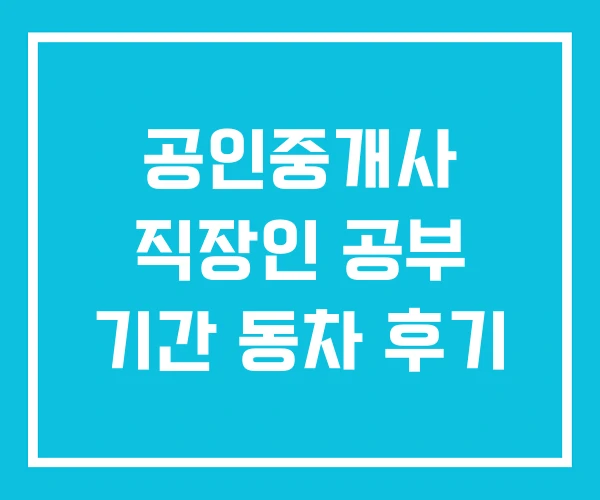 공인중개사 직장인 공부 기간 동차 후기