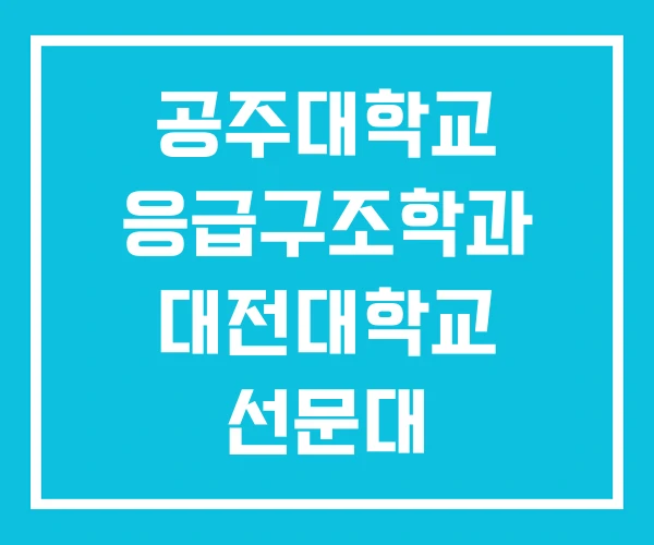 공주대학교 응급구조학과 대전대학교 선문대