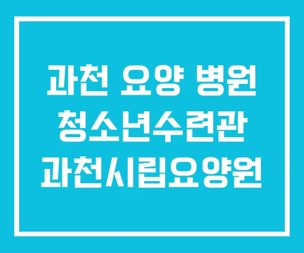 과천 요양 병원 청소년수련관 과천시립요양원