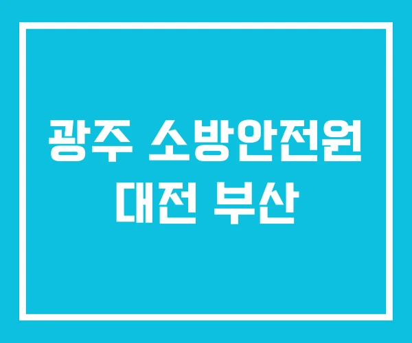 광주 소방안전원 대전 부산