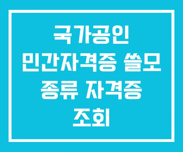 국가공인 민간자격증 쓸모 종류 자격증 조회