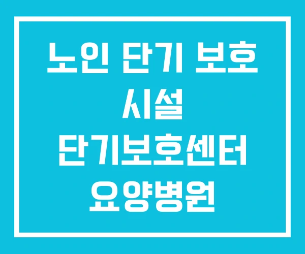 노인 단기 보호 시설 단기보호센터 요양병원