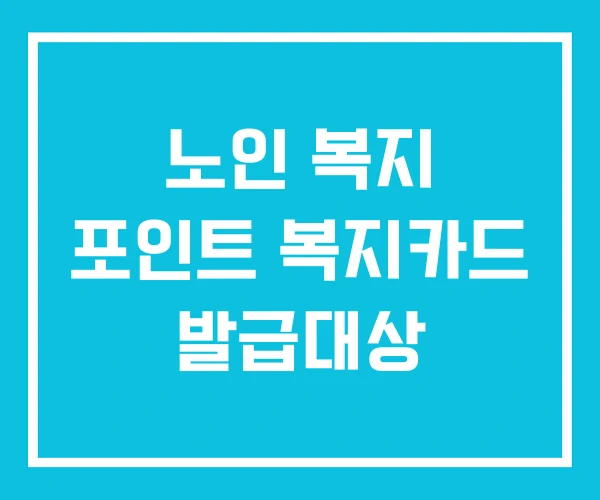 노인 복지 포인트 복지카드 발급대상