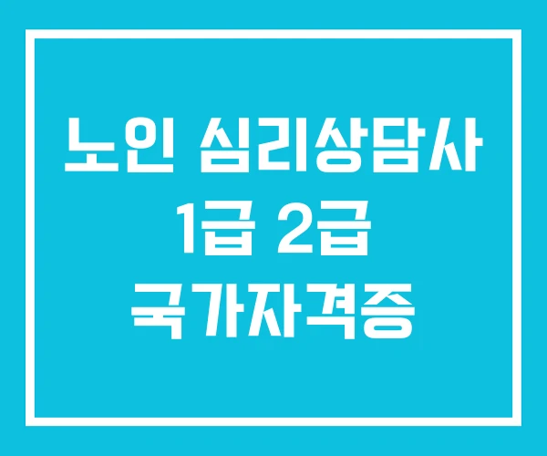 노인 심리상담사 1급 2급 국가자격증