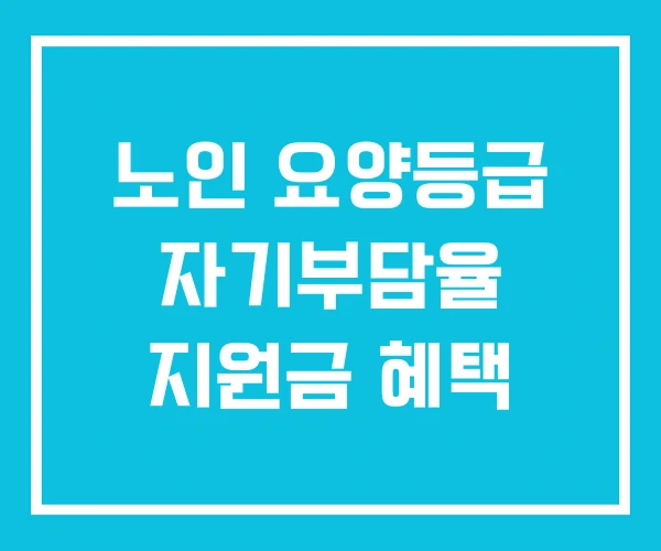 노인 요양등급 자기부담율 지원금 혜택