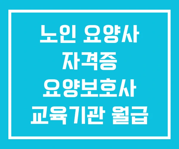 노인 요양사 자격증 요양보호사 교육기관 월급